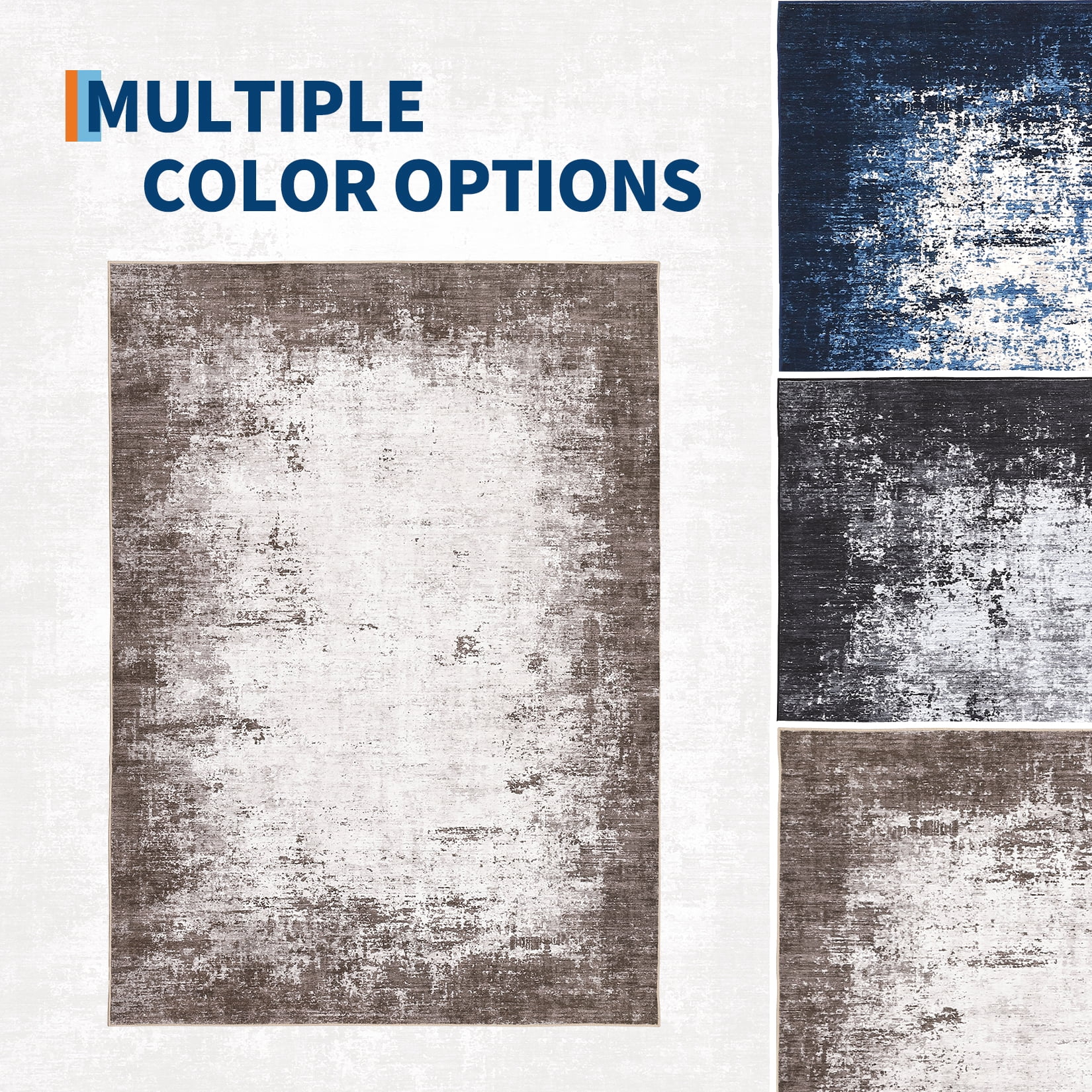 GlowSol 5'x7' Area Rug Washable Contemporary Abstract Rug Soft Non-Slip Low Pile Foldable Rugs for Dining Room Home Office, Brown