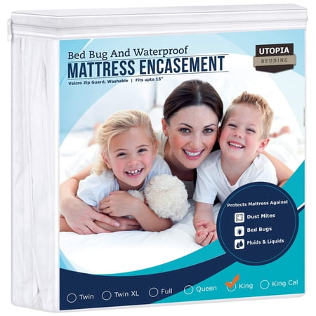 Utopia Bedding Zippered Mattress Encasement King - 100% Waterproof and Bed Bug Proof Mattress Protector - Absorbent, Six-Sided Mattress Cover