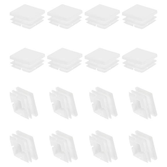 Uxcell Square Plastic Plug, 16 Pcs 1 Inch/25mm Tubing Insert End Caps, White