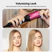 Terviiix Hair Crimper with 4 Changeable Plates, Ceramic Crimping Iron for Hair Styling, Pink