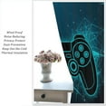 thumbnail image 4 of Game Curtains for Boys, Abstract Teal Line Geometric Art Blue Gaming Print Blackout Window Drapes Curtains for Kids Teens Playroom Bedroom, 84" W X 84" L, 4 of 6