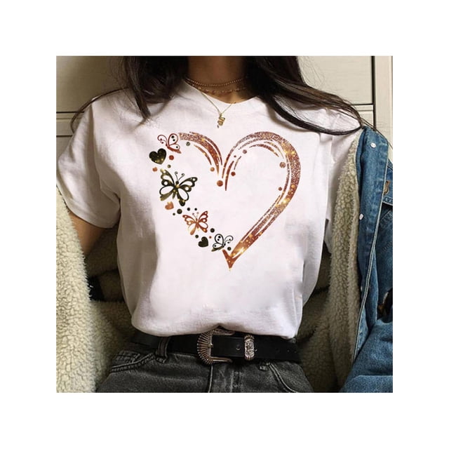 Vintage-Inspired Geometric Print T-Shirt for Women - 100% Polyester, Crew Neck, Short Sleeve, Machine Washable - Perfect for Summer, Plain T Shirts for Ladies, Casual, Print, Retro Style, Xia