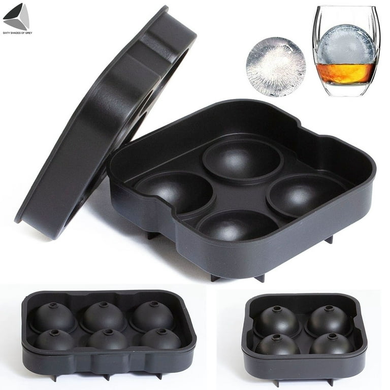 Sixtyshades Silicone Ice Ball Maker Tray Reusable Ice Tube Mold Easy  Release Large Round Sphere Molds with Lids & Funnel for Whiskey Cocktails  Bourbon 