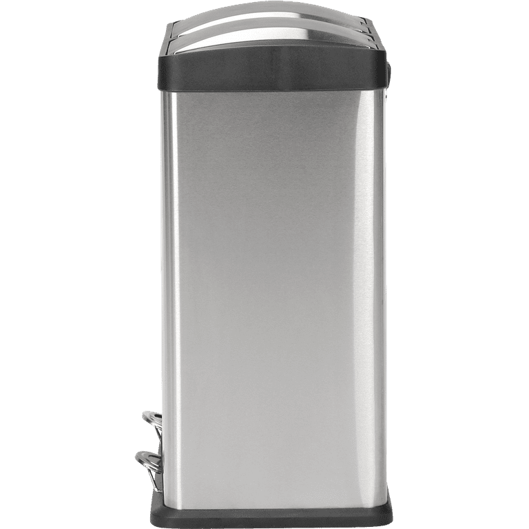 Step N' Sort 11 gal. White Dual Plastic Trash and Recycling Bin with Slow Close Lid