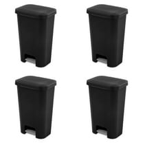 STERILITE 11.9 Gallon StepOn Wastebasket with Lid, Ideal in The Kitchen and Mudroom, Fits a Large 13 Gal Trash Liner, Pedal, Black Lid and Bin, 4-Pack