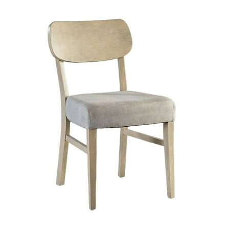 Benjara Kene Dining Side Chair Set of 2, Contour Back, Tapered Legs, Gray Fabric
