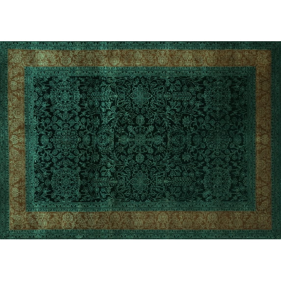 Ahgly Company Indoor Rectangle Persian Turquoise Blue Traditional Area Rugs, 2' x 3'