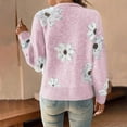 thumbnail image 5 of Trendy Sweater Cardigans Womens Long Sleeve Button Up Flowers Pattern V Neck Casual Soft Cotton Knit Blouse Tops (2XL, Pink), 5 of 7