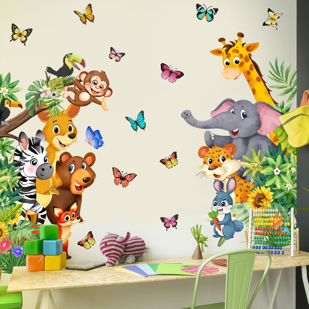 Jungle Animals Wall Decals Door Wall Sticker Safari Elephant Giraffe — free download