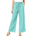 thumbnail image 2 of 2026 Womens Pants Wide Leg High Waisted Adjustable Drawstring Trousers with Pockets Casual Lightweight Blue XL, 2 of 3