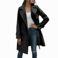 thumbnail image 2 of Trench Coat Women Fall Coats Women's Solid Color Thin Double Belted Windscreen Coat Loose Casual Windbreaker Coat, 2 of 5
