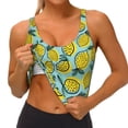 thumbnail image 3 of Gukieu Lemon Print Women's Sports Vest, Low-neck U-shaped Removable Pad Sports Bra for Yoga, Exercise, Dance-, 3 of 8