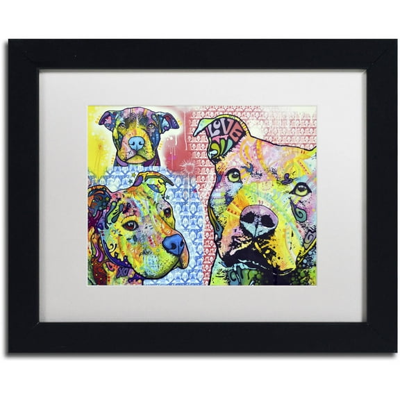 Trademark Fine Art "Thoughtful Pit Bull Part 3" Canvas Art by Dean Russo, White Matte, Black Frame