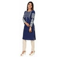 thumbnail image 5 of Maple Clothing Indian Kurtas for Women Poly Silk Long Kurti Tunic Tops (Blue, 4XL), 5 of 6