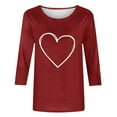 thumbnail image 5 of VKOYWKM Valentine's Day Heart Tops for Women Cute Love Heart Print T-Shirts Holiday Crewneck Tops Casual 3/4 Sleeve T Shirts Valentine Gift Top Spring Fashion, 5 of 6