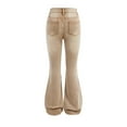 thumbnail image 6 of XEGLSBU Girls Jeans Size 7/8 Teenage Girls 9 to 13 Years Old Are Wearing Fashionable and Caring Embroidered Snowflake Like Washed Flared Jeans Khaki Size 9-10 Years, 6 of 6