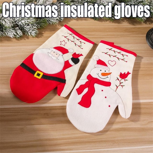 Fiudx Guantes Térmicos Navideños, Diseño de Muñeco de Nieve, Ajuste Universal, Prácticos para Horno y Microondas, Herramienta Versátil para Cocina y Barbacoa, Esenciales para Las Fiestas, 33 Cm de La
