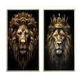 thumbnail image 2 of Designart "Majestic Lion King with a Golden Crown III" Animals Lion Framed Wall Art Set Of 2 - Children's Art Brown Framed Wall Art Set Of 2, 2 of 6