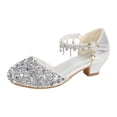 thumbnail image 4 of Fozruso Low Heels Dress Shoes for Girls,Sizes 11 Little Kid,Girls Low Heel Glitter Shoes Party Dress Shoes For Toddler, 4 of 7