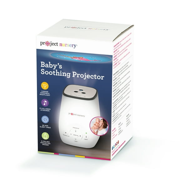 Project Nursery 4-in-1 Soothing Projector with 8 Pre-Loaded Sounds, Nightlight and Timer - White