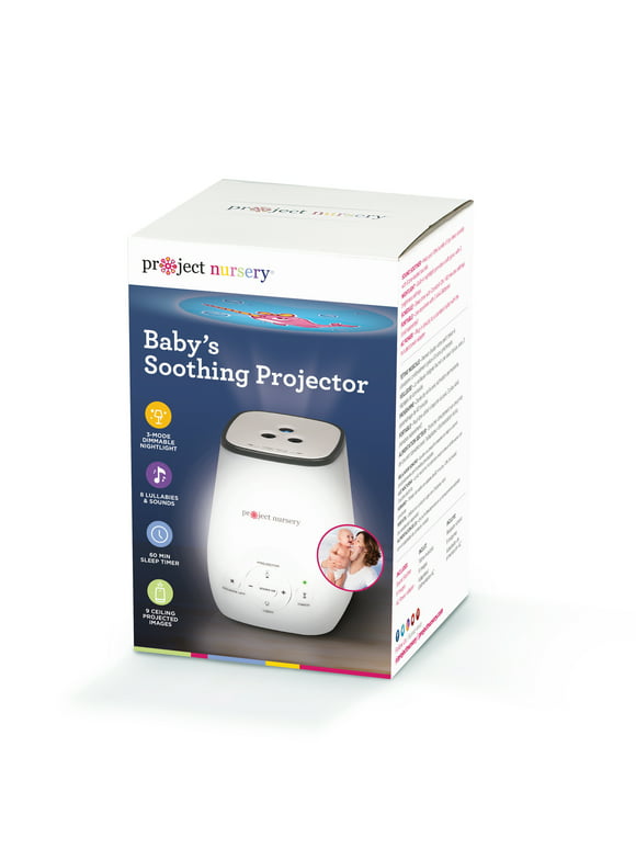 Project Nursery 4-in-1 Soothing Projector with 8 Pre-Loaded Sounds, Nightlight and Timer - White