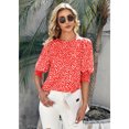 thumbnail image 3 of Women's Casual Office Crew Neck T Shirt Dot Half Sleeve Top, 3 of 6