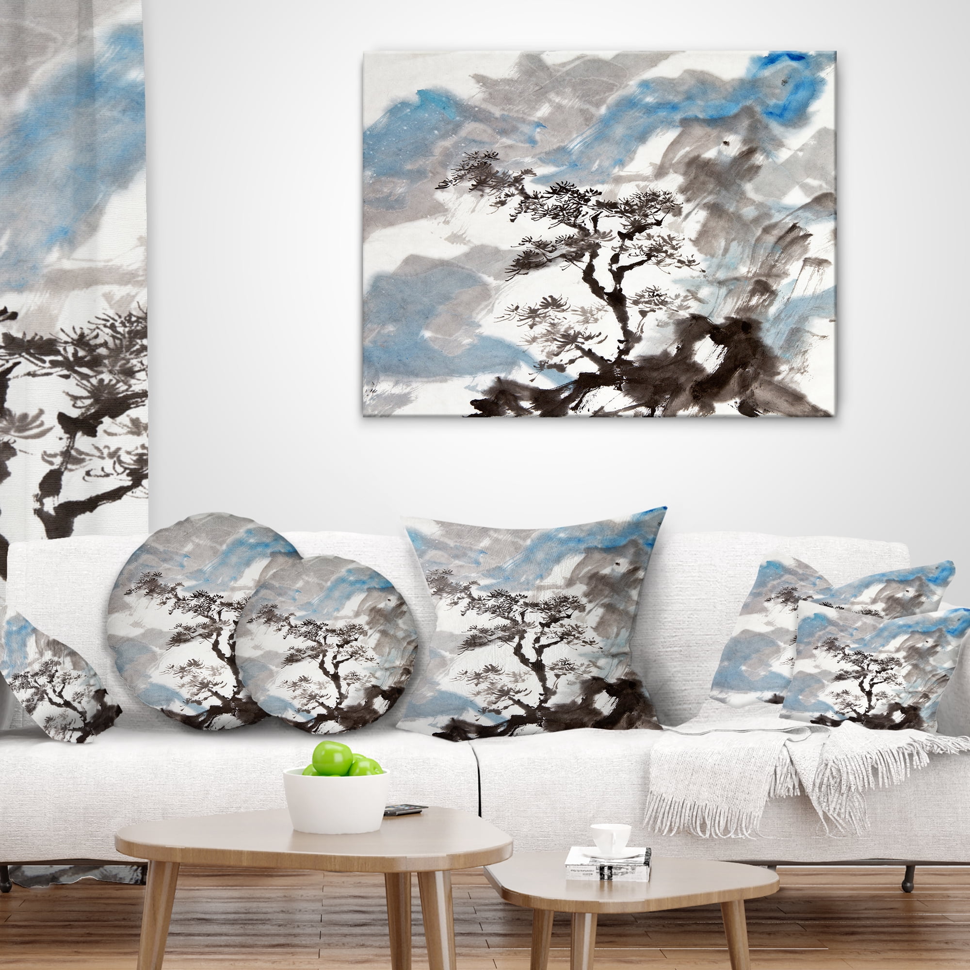 Designart Chinese Pine Tree - Trees Throw Pillow - 16x16