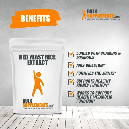 BulkSupplements Organic Red Yeast Rice Extract Powder - 500mg per Serving - 500 Grams (1.1 lbs) - 1000 Servings