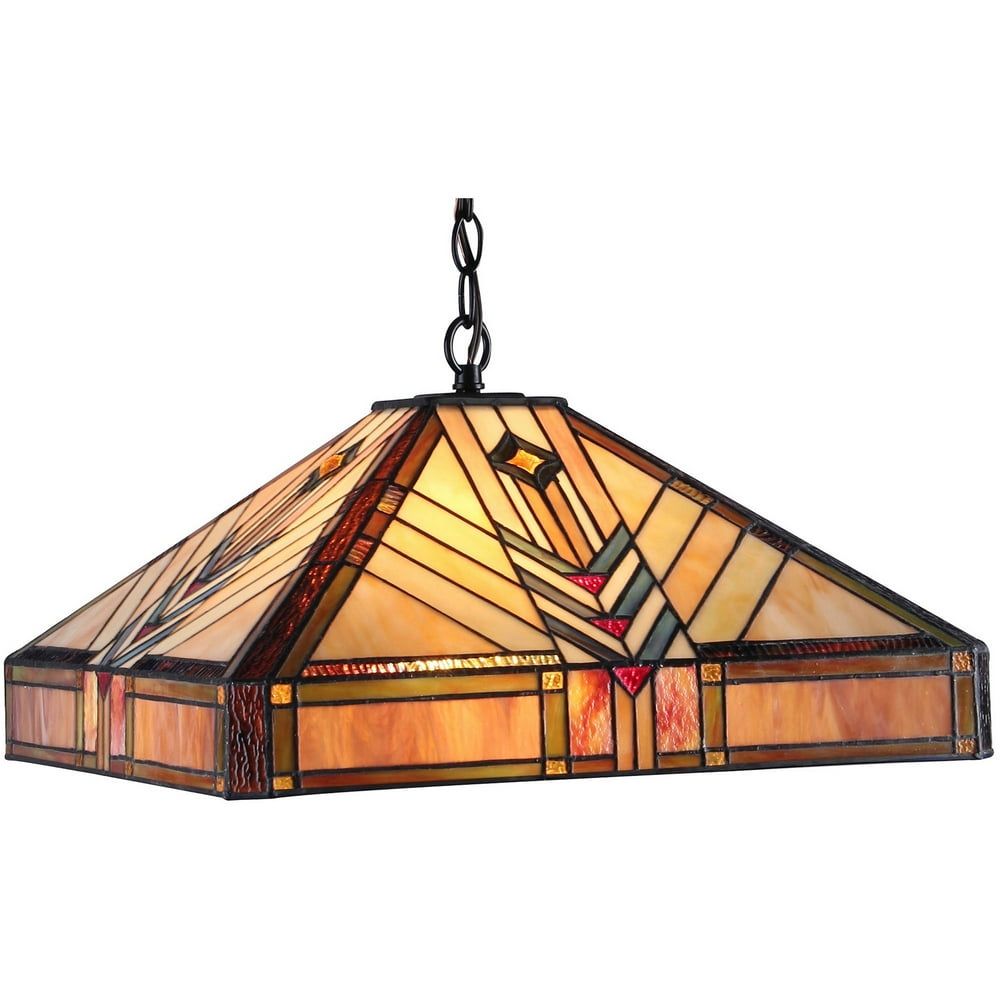 Chloe Lighting Edward TiffanyStyle 2Light Mission Ceiling Pendant