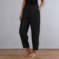 thumbnail image 6 of Aoiroe Women Summer Cotton Linen Palazzo Pants,Sporty Gym Athletic Fit Pants Long Lounge Pant Casual Capri Baggy Wide Leg Trousers Fall Fashion Outfits Straight Leg Lounge Pants Black 3XL, 6 of 9