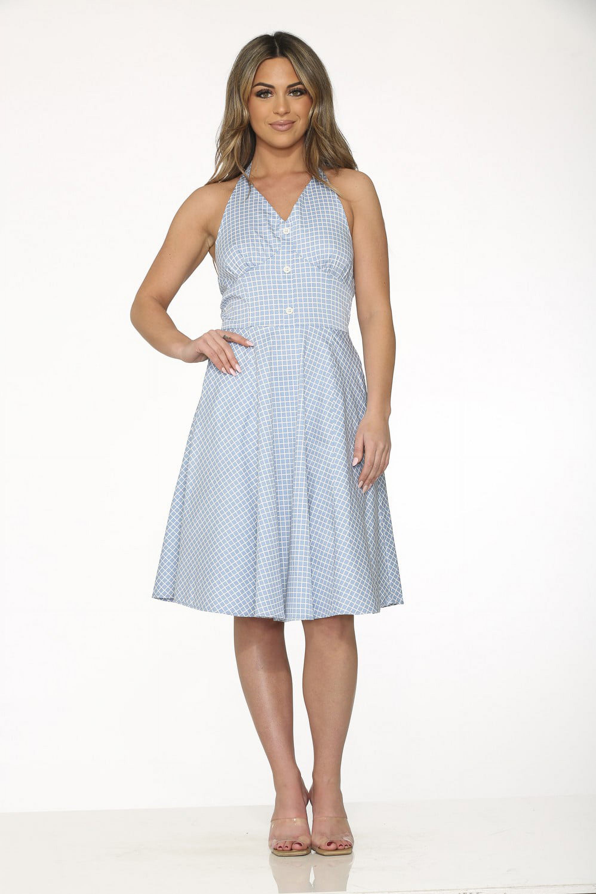 Blue White Check Dress Walmart