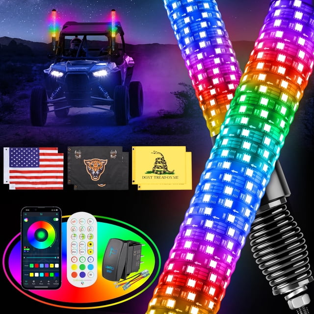 Fat Whip Lights Ehaho, 2 unidades, 60 cm, para UTV ATV con mando a distancia