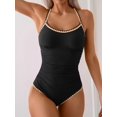 thumbnail image 2 of Traje de baño de una pieza Eomenie Tummy Control con pliegues negros para mujer, 2 of 4