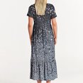thumbnail image 4 of Penkiiy Women Shiny Print Short Sleeve Dress Loose Plain Casual Summer Flowy Tiered Long Maxi Dresses with Pockets M Dark Gray, 4 of 7