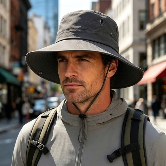 Sun Hats for Men Women Boonie Hat Foldable Wide-Brimmed Breathable Fishing Hat UPF 50 Bucket Hat for Fishing Hiking Garden Sai Beach Travel Outdoor Dark Gray Free Size(Free Size)