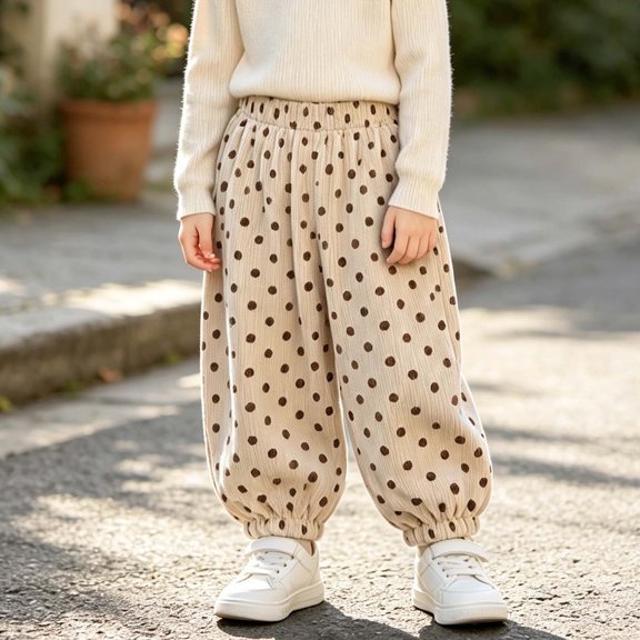 LvhaoGJOB Kids' Casual Pants - Corduroy, Elastic Waist & Pockets - Beige 0-1 Years