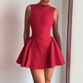thumbnail image 4 of Vestido Mini de Verano para Mujer, Sin Mangas, con Cuello Redondo, Espalda Descubierta, Corte A, para Fiesta y Graduación. Rojo L, 4 of 10