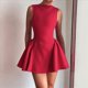 thumbnail image 4 of Vestido Mini de Verano para Mujer, Sin Mangas, con Cuello Redondo, Espalda Descubierta, Corte A, para Fiesta y Graduación. Rojo L, 4 of 10