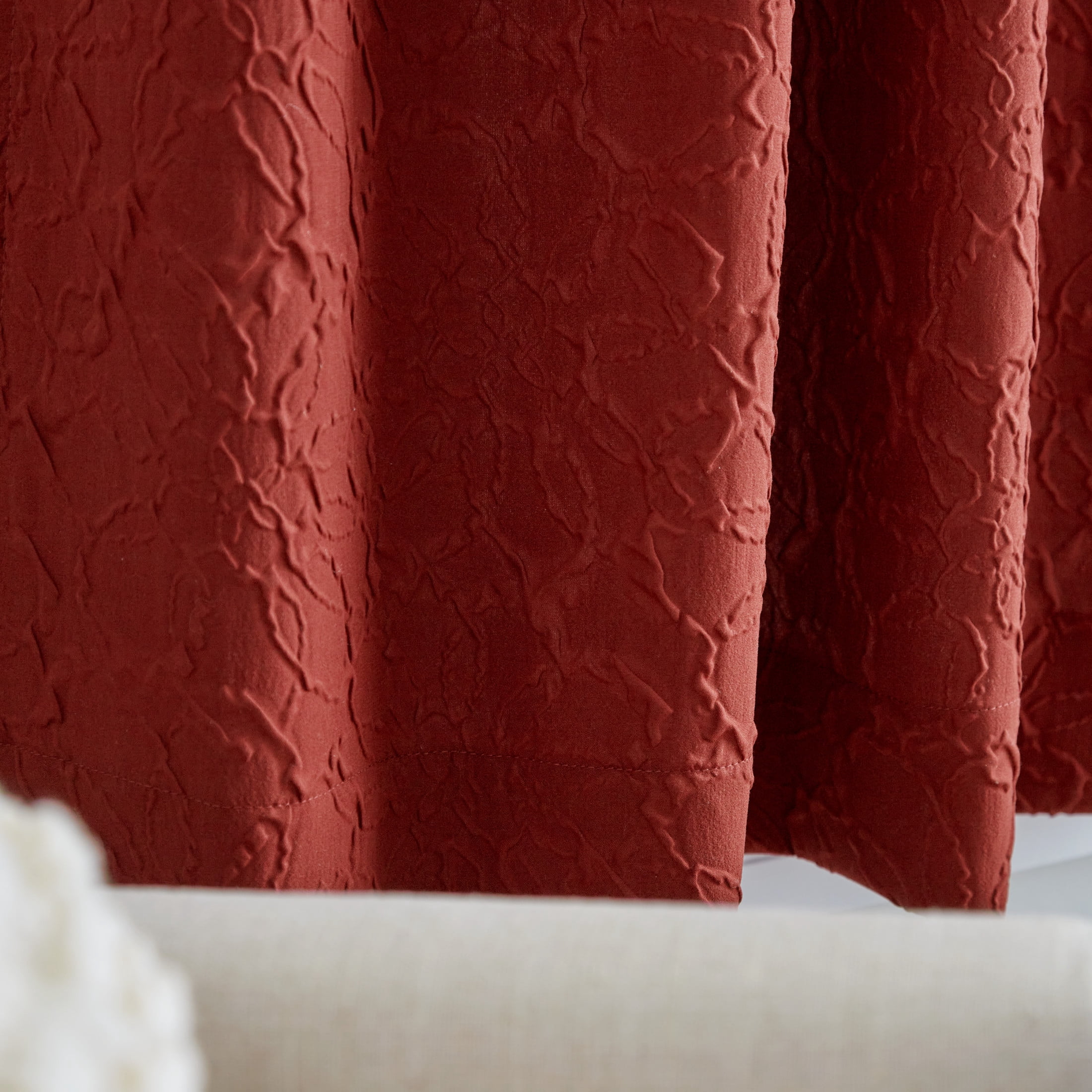 Mainstays Microsculpt Floral Rod Pocket Curtain Panels, Set of 2, Red Paprika, 37" W x 63" L