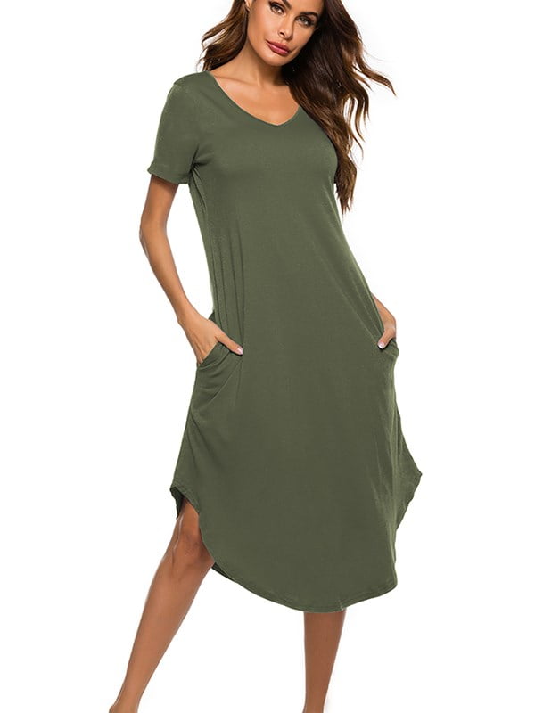 Women Plus Size Short Sleeve Cotton Nightgown Sleep Shirt Dress Casual Sleepwear 