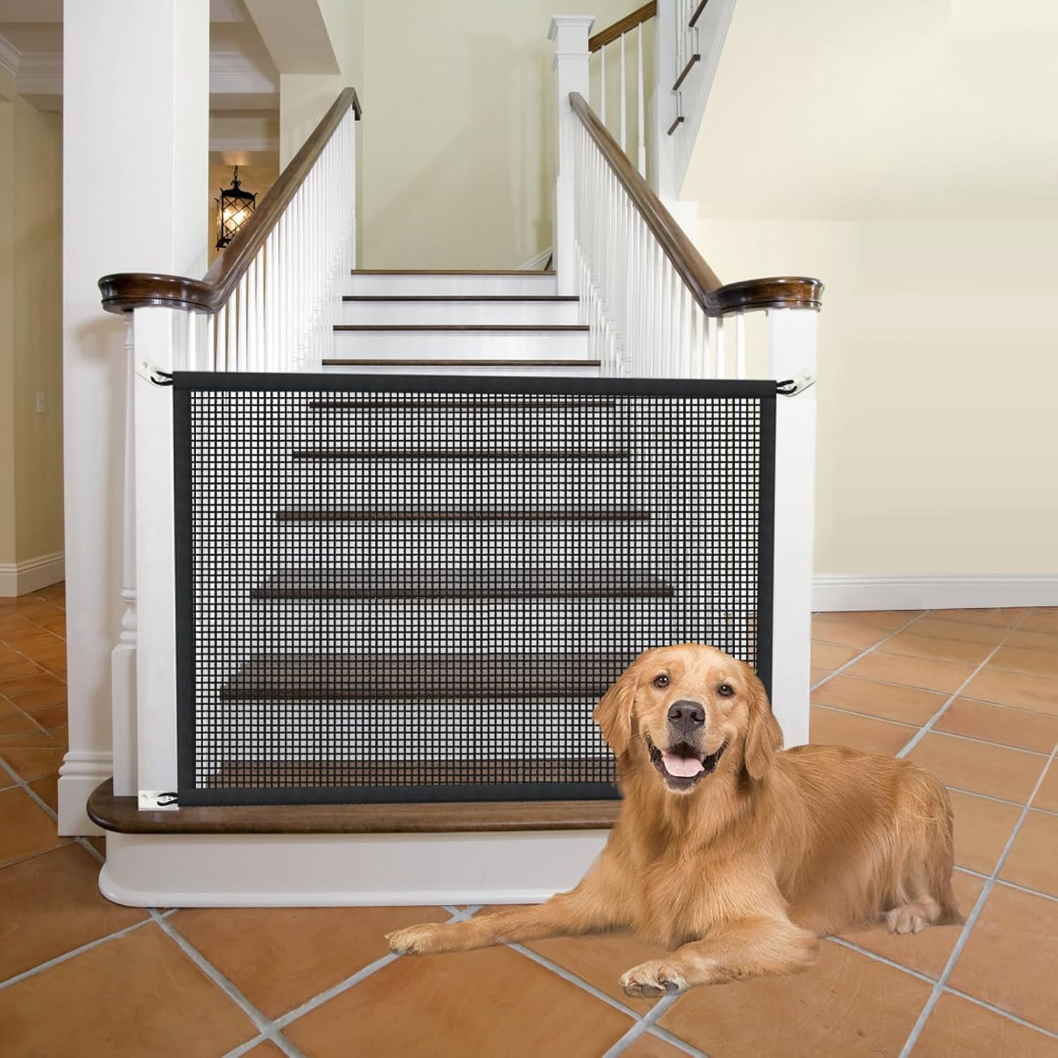 UniVerse Dog Gate for Stairs Pet Gates for The House: Dogs Screen Mesh Gate for Doorways Stairways Indoor 29 inches Tall, 41 inch Wide, Fits Openings 36'' to 39'' Wide