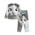 thumbnail image 2 of Kll Funny Cat Print Women'S Long Sleeve Pajamas With Pants Sleepwear Loungewear 2 Set-Large, 2 of 9