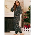 thumbnail image 4 of Women One Piece Christmas Pajamas Cozy Onesie Zip Up Hooded Sleepwear Jumpsuit Rompers Nightwear Ladies Winter Holiday Xmas Pjs Loungewear With Pockets, 4 of 7