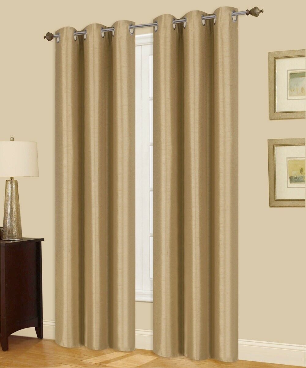 1PC New 2-TONE Window Curtain Grommet Panel Lined Blackout EID TAUPE BROWN 