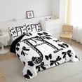 thumbnail image 4 of Feelyou Modern Monogrammed H Bedding Comforter Set, Kawaii Princess Black Bow Twin Comforter Sets, Fashion Initial Letter Reversible Bedding Set, Super Cozy Room Decor, 2 Pieces, 4 of 9