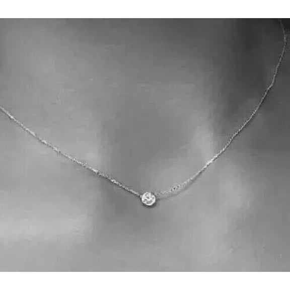 2.00Ct Round Cut Solitaire Lab Created Diamond Pendant In 14K White Gold Plated