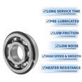 thumbnail image 5 of Unique Bargains 6305NR Deep Groove Ball Bearings 25x62x17mm P4 Open Type Lubricated Bearings 1 Pc Car Scooter Skateboard Wheel Universal Silver Tone, 5 of 6