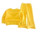thumbnail image 5 of Atogsazn Toddler Baby Girls 2 Piece Clothes Set Kids Casual Long Sleeve Sweatshirt & Flare Leg Pants Outfit Yellow 2-3Years Fashion, 5 of 5