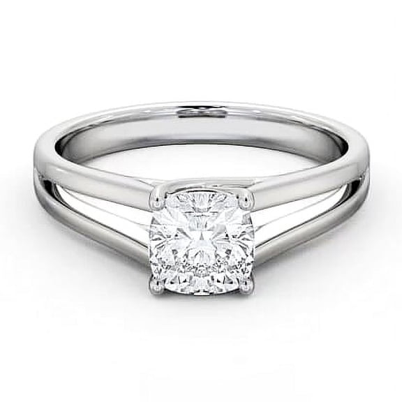 Nerra Jewel 1.6 Ct Cushion Cut White Diamond Solitaire Ring for Her - 14K White Gold Plated Ring - Engagement Wedding Split Shank Ring for Women's Gift - Latest Engagement Diamond Rings for Women's