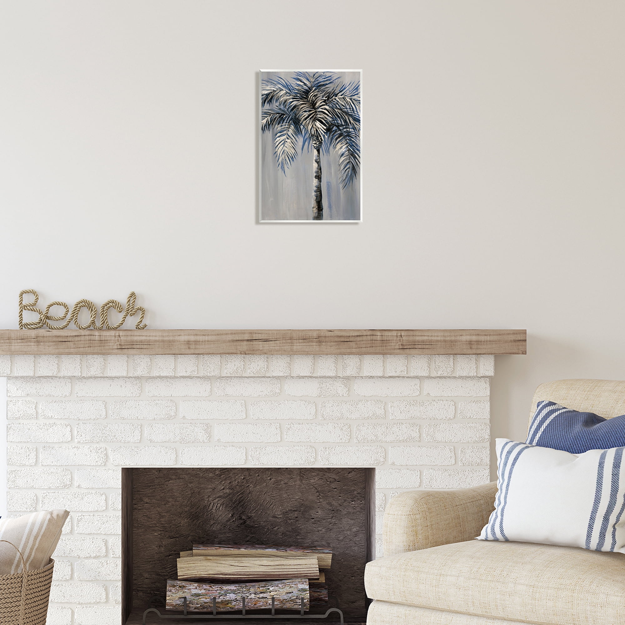 Stupell Industries Grey Palm Tree Painting Nature Painting Unframed Art Print Wall Art, 10 x 15